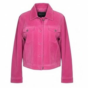 Y2k Pink Suede Trucker Jacket Women Large Vintage